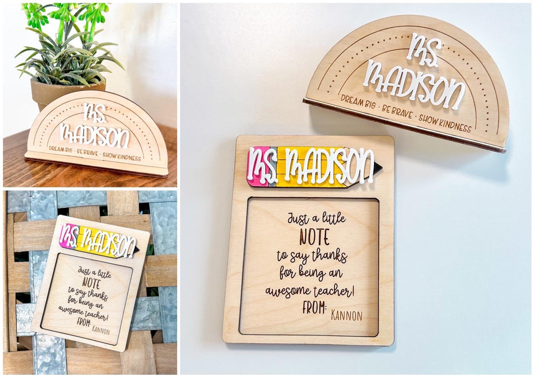 Personalized Sticky Note Holder & Desk Sign Bundle