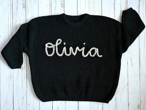 Personalized Hand Embroidered Custom Baby and Toddler Chunky Sweater