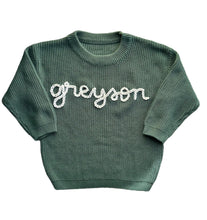 Load image into Gallery viewer, Personalized Hand Embroidered Custom Baby and Toddler Chunky Sweater