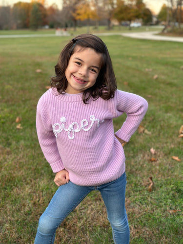 Personalized Hand Embroidered Custom Baby and Toddler Chunky Sweater