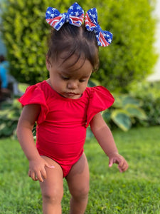 Red Flutter Sleeved Leo