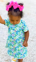 Load image into Gallery viewer, Summer In Paradise Short Sleeved Tee Shirt Dress  (Available in Flamingo, Sea Turtle, and Hibiscus Honeymoon)