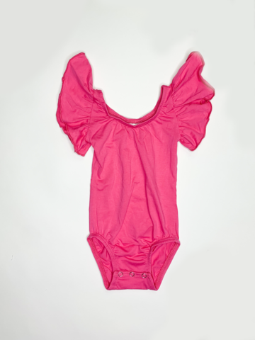 Hot Pink Flutter Sleeved Leo