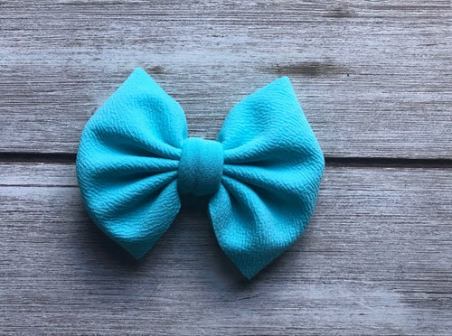 Lt. Aqua Big Bow Nylons, Clips & Piggies