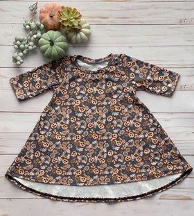 Groovy Pumpkin 3/4 Sleeved High Low Dress