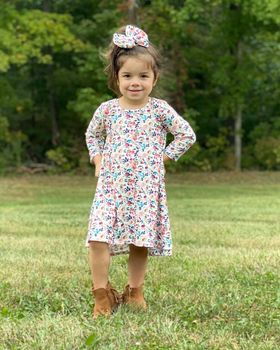 Fall Floral 3/4 Sleeved High Low Dress