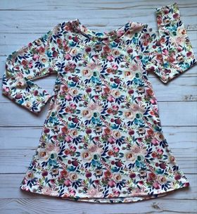 Fall Floral Long Sleeved Tee Shirt Dress
