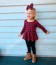 Load image into Gallery viewer, Buffalo Plaid Long Sleeved Peplum (Two Color Options Available)