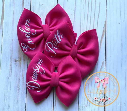 Puffection Embroidered Name Bows