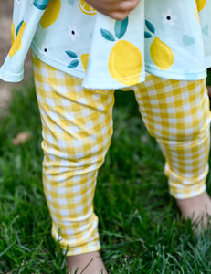Yellow gingham Leggings