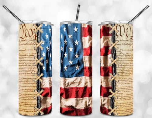 We The People American Constitution Flag Burnt Vintage