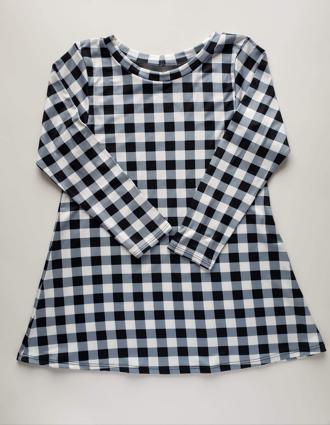 Buffalo Plaid Long Sleeved Tee Shirt Dress (Two Color Options Available)