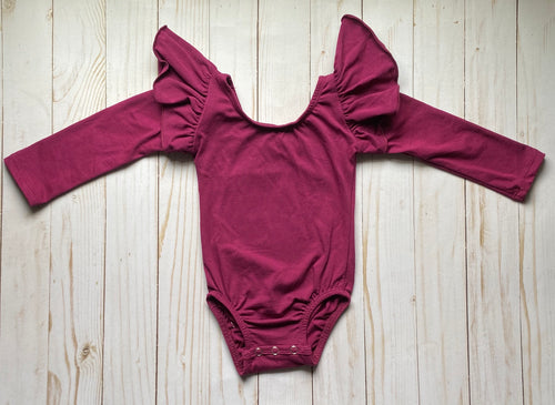 Berry Long Flutter Sleeved Leo