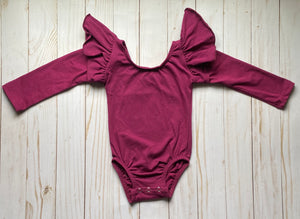 Berry Long Flutter Sleeved Leo