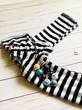 Load image into Gallery viewer, Blk/ White Striped Long Flutter Sleeved Leo