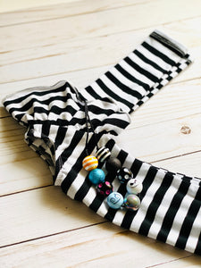 Blk/ White Striped Long Flutter Sleeved Leo