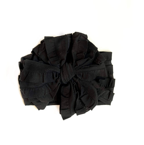 Black Ruffled Big Messy Headwrap