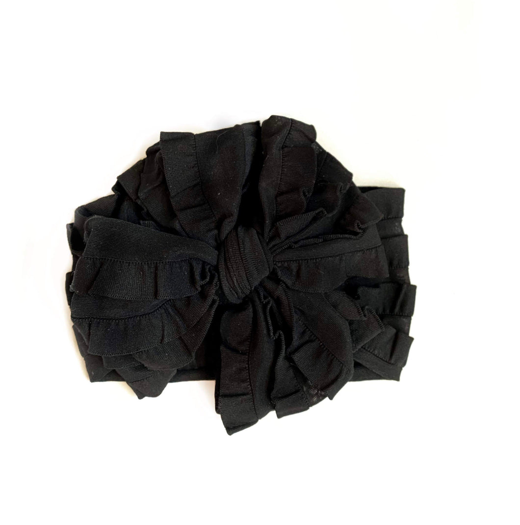 Black Ruffled Big Messy Headwrap