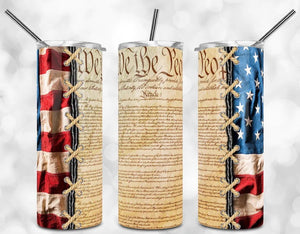 We The People American Constitution Flag Burnt Vintage
