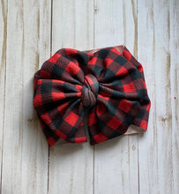 Load image into Gallery viewer, Buffalo Plaid Big Messy Headwraps (Two Color Options Available)