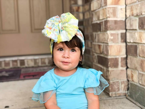 Yellow Floral Big Messy Headwrap