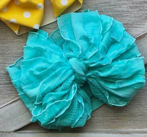 Electric Mint Ruffled Big Messy Headwrap