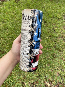 We The People American Constitution Flag Burnt Vintage