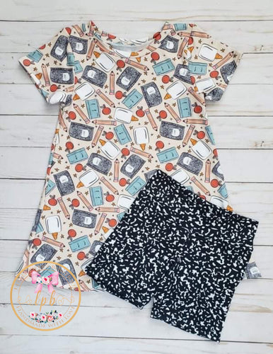 School Supplies Tee Shirt Dress